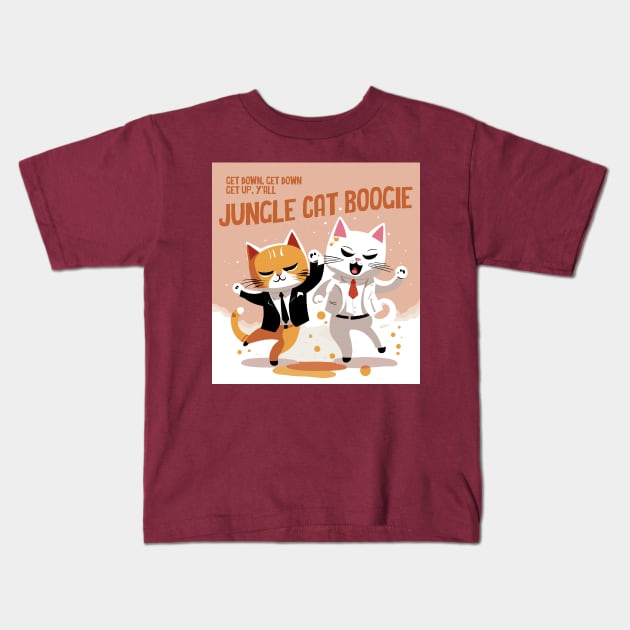 jungle cat dance Kids T-Shirt by Kingrocker Clothing